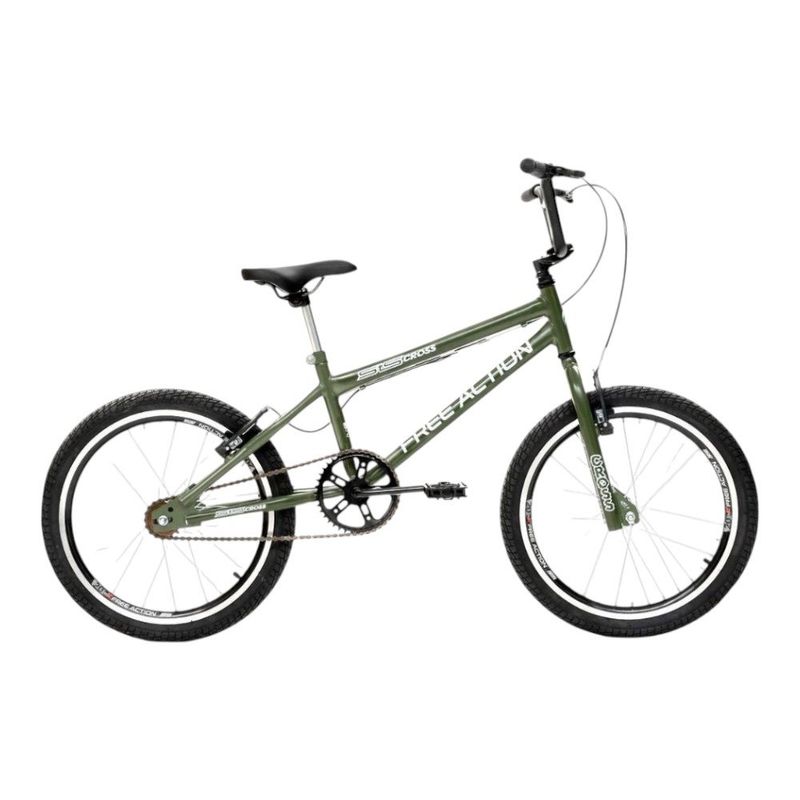 bicicleta free action cross aro 20 1v verde militar (mp)