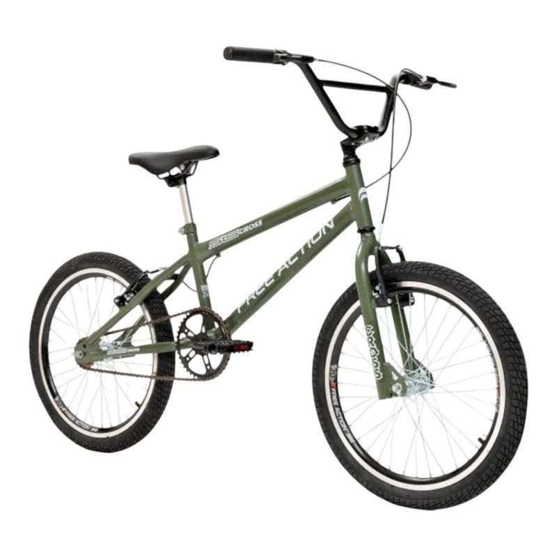 bicicleta free action cross aro 20 1v verde militar (mp)