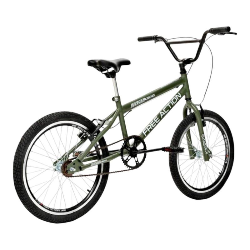 bicicleta free action cross aro 20 1v verde militar (mp)