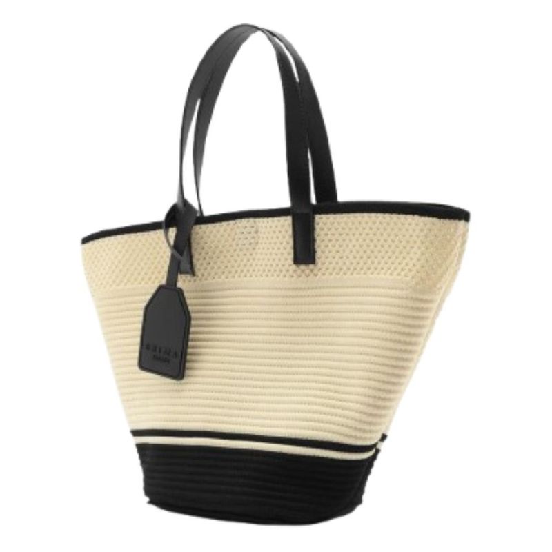 bolsa tiracolo brizza arezzo crochê lena média creme preta (mp)