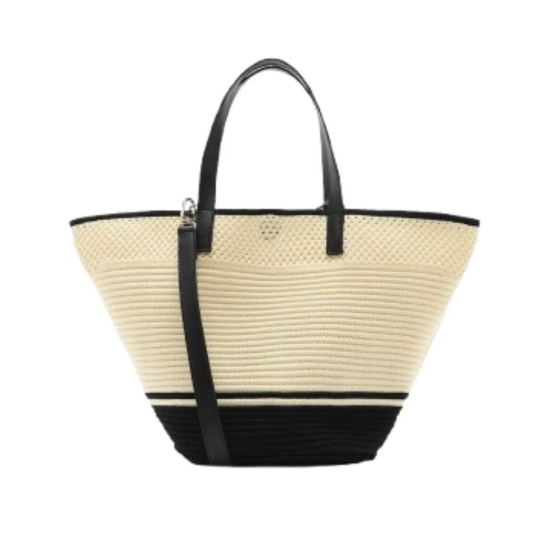 bolsa tiracolo brizza arezzo crochê lena média creme preta (mp)