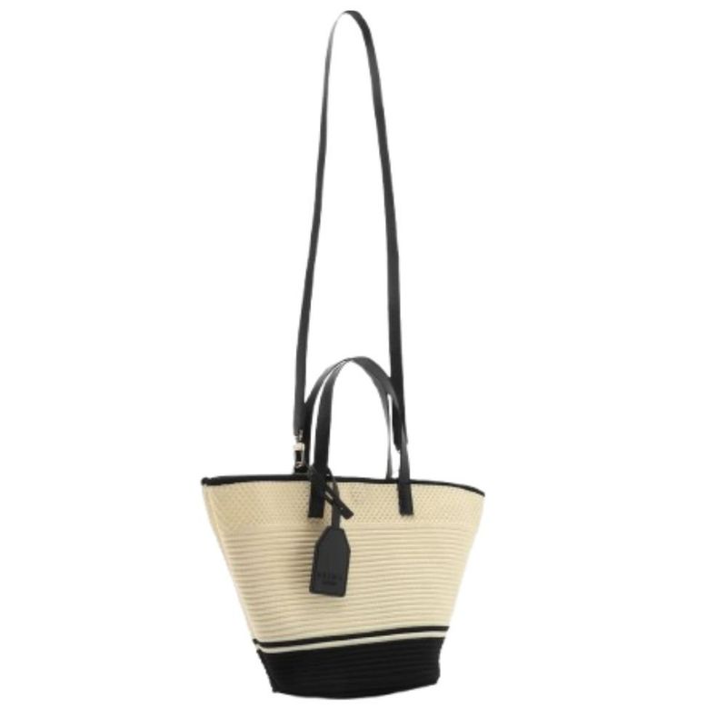 bolsa tiracolo brizza arezzo crochê lena média creme preta (mp)
