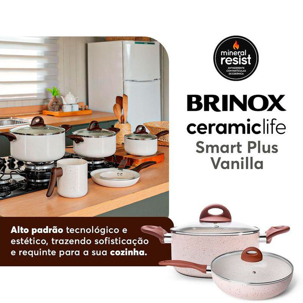 Jogo de Panelas Brinox 8 Peças Vanilla Verde