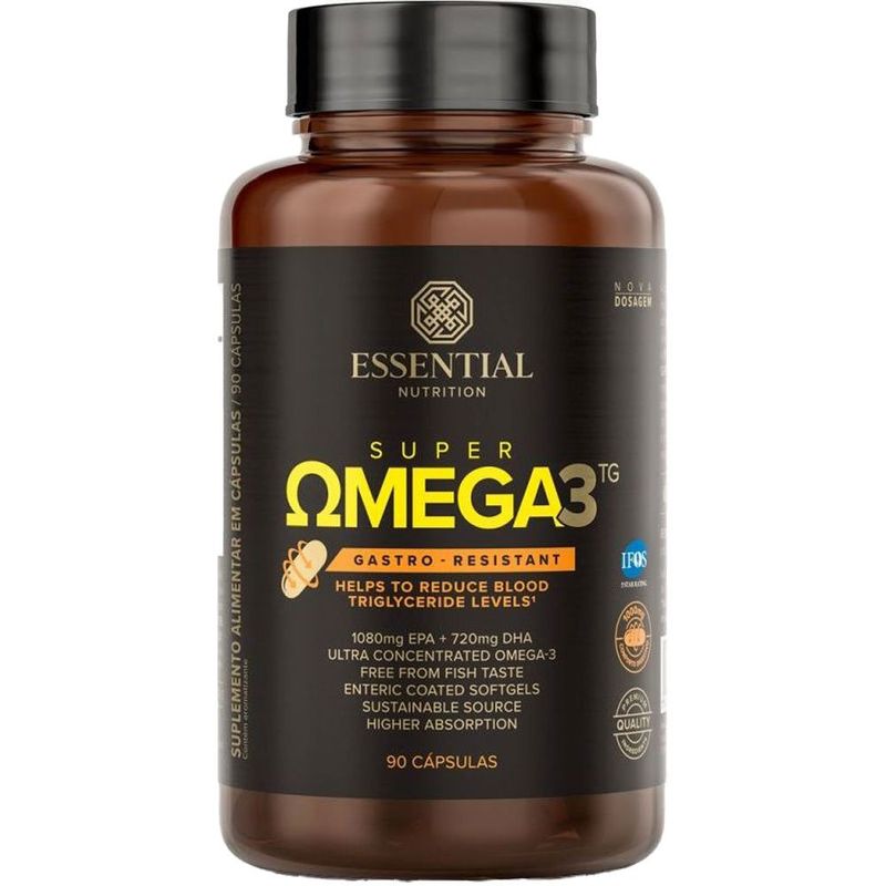 super omega-3 tg gastro-resistant 1000mg essential nutrition 90 cápsulas