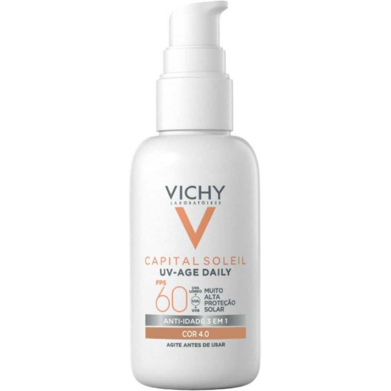 protetor solar facial vichy capital soleil uv-age daily anti-idade 3 em 1 fps60 cor 4.0 40g