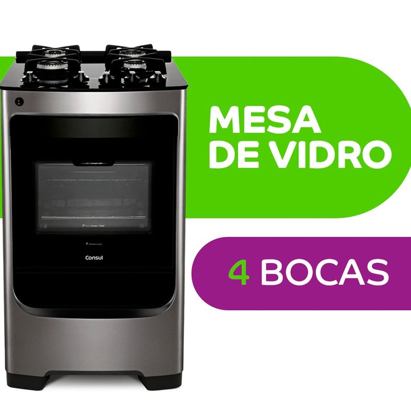 fogão 4 bocas consul automático bivolt inox cfo4var