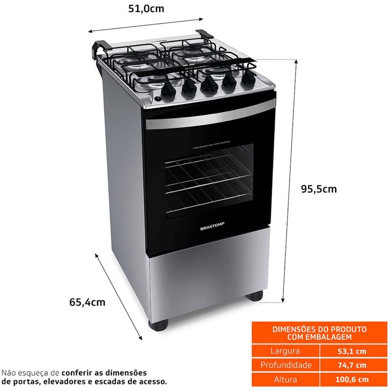 fogão 4 bocas brastemp automático bivolt inox bfo4nbr