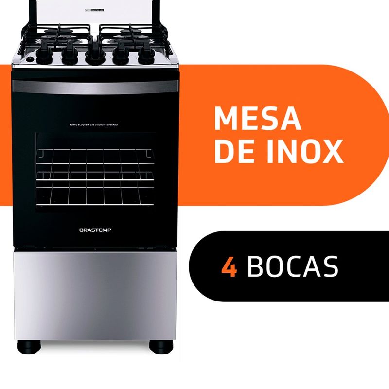 fogão 4 bocas brastemp automático bivolt inox bfo4nbr