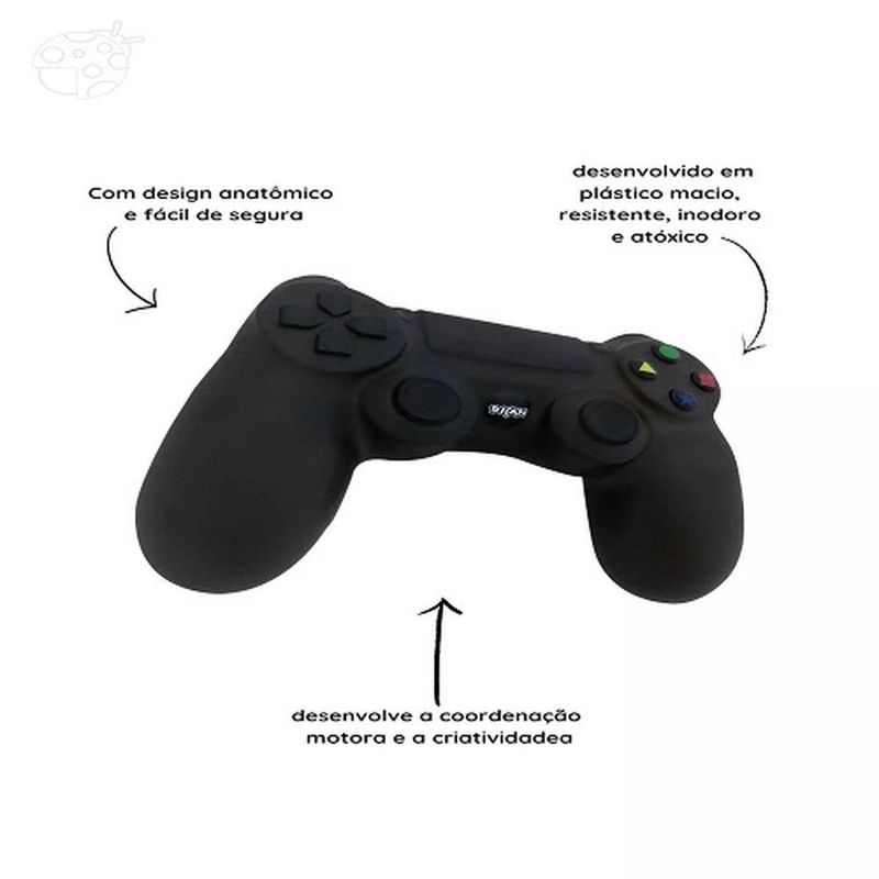 mordedor infantil dican game control vinil 6x16x20cm preto 3214 (mp)