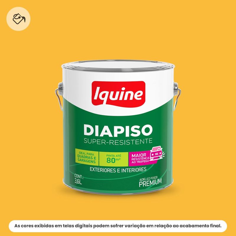 tinta acrílica piso iquine premium fosco 3,6l diapiso amarelo demarcação (mp)