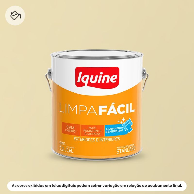 tinta acrilica iquine standard semibrilho 3,2l limpa fácil 020 marfim (mp)