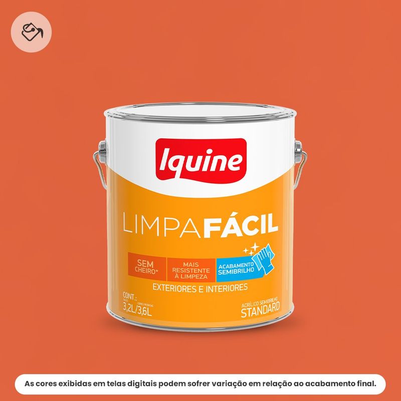 tinta acrilica iquine standard semibrilho 3,2l limpa fácil 1794 caranguejo (mp)