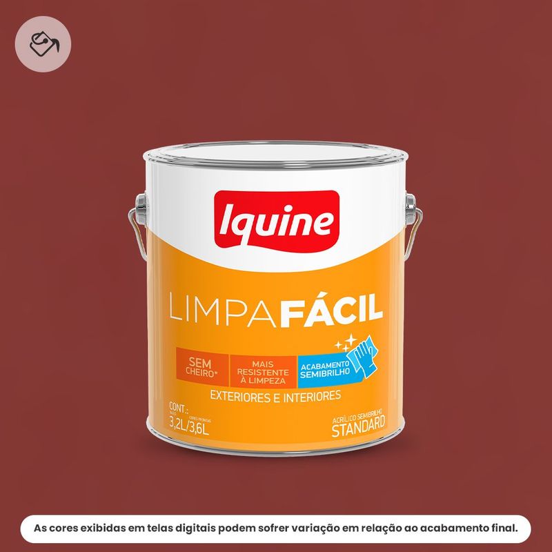 tinta acrilica iquine standard semibrilho 3,2l limpa fácil 1115 maçaranduba (mp)
