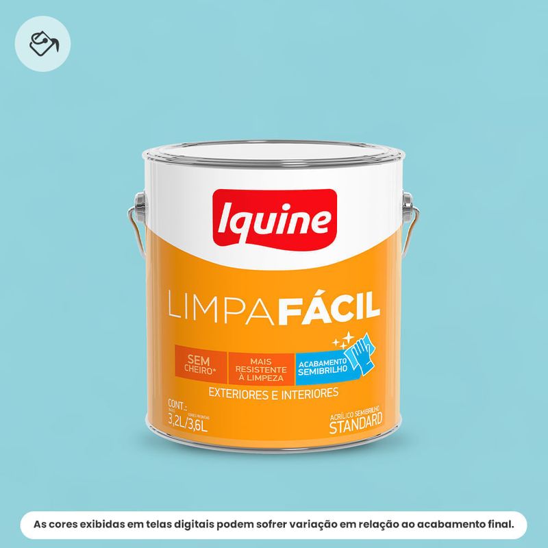 tinta acrilica iquine standard semibrilho 3,2l limpa fácil 047 azul celeste (mp)