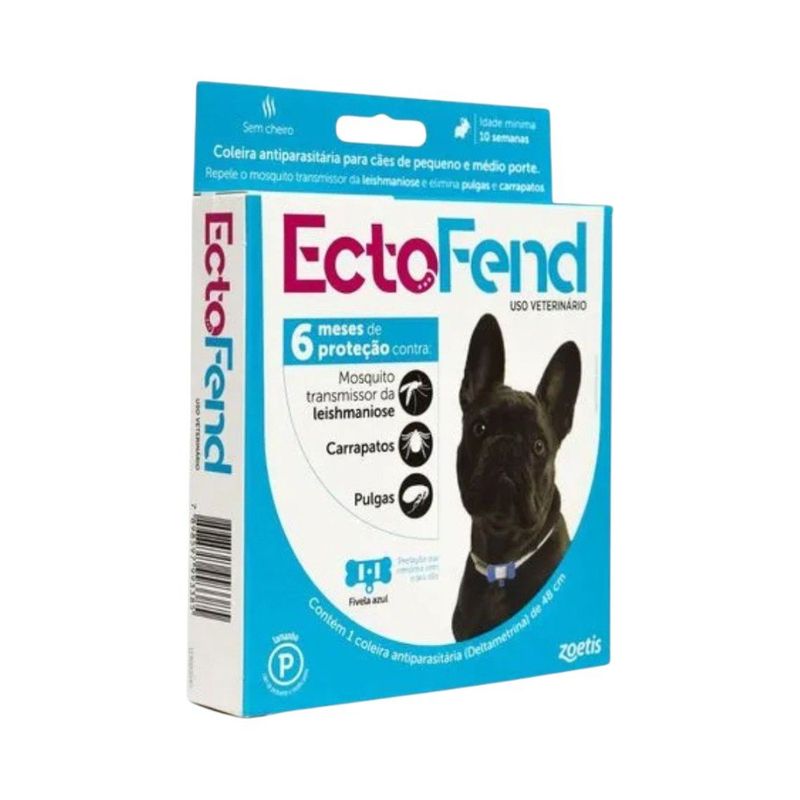 coleira antipulgas e carrapatos para cães zoetis ectofend 48cm azul (mp)