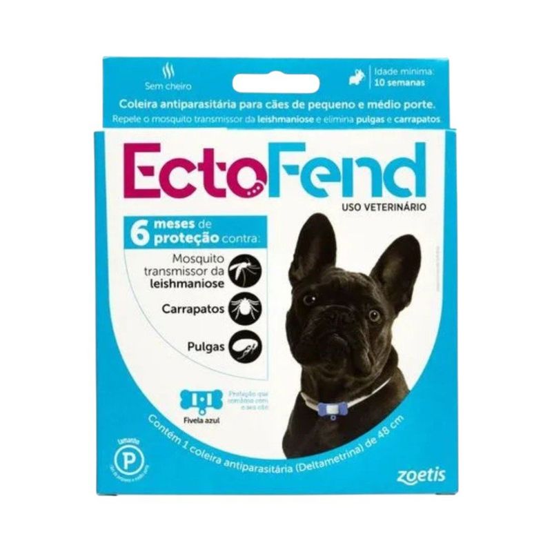 coleira antipulgas e carrapatos para cães zoetis ectofend 48cm azul (mp)