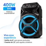caixa de som bluetooth mondial xsound 400w preto cm-400-l