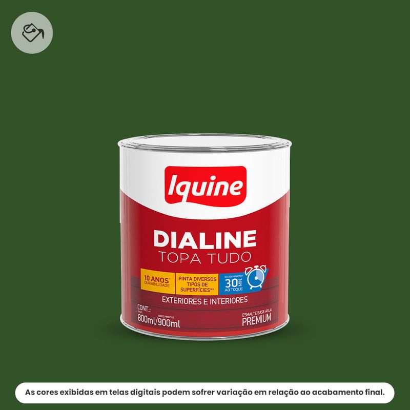 tinta esmalte iquine a base dagua premium alto brilho 800ml dialine topa tudo 034 verde folha (mp)