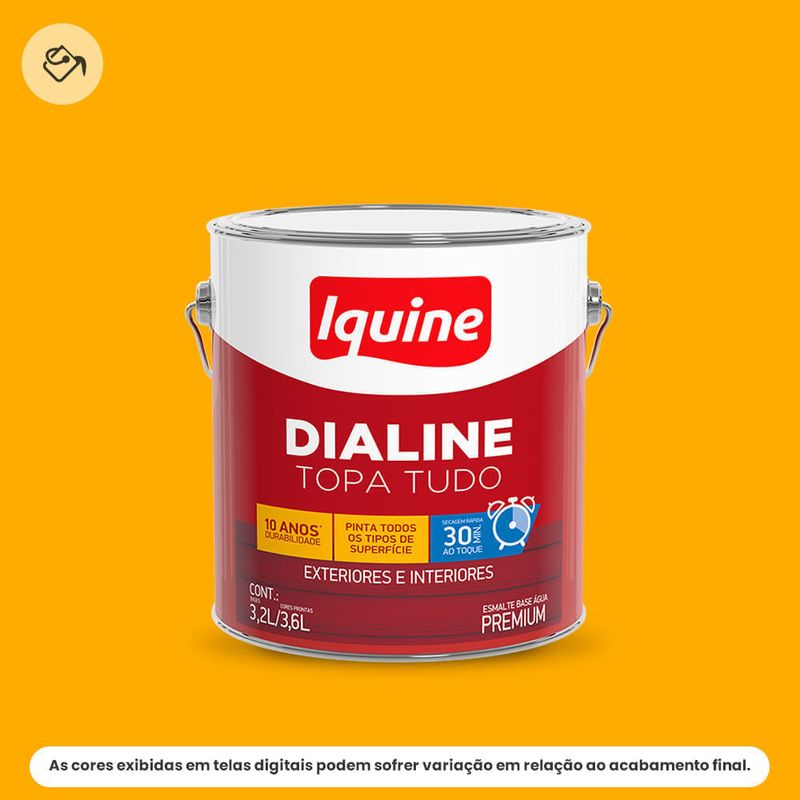 tinta esmalte iquine a base dagua premium alto brilho 3,2l dialine topa tudo 065 amarelo (mp)