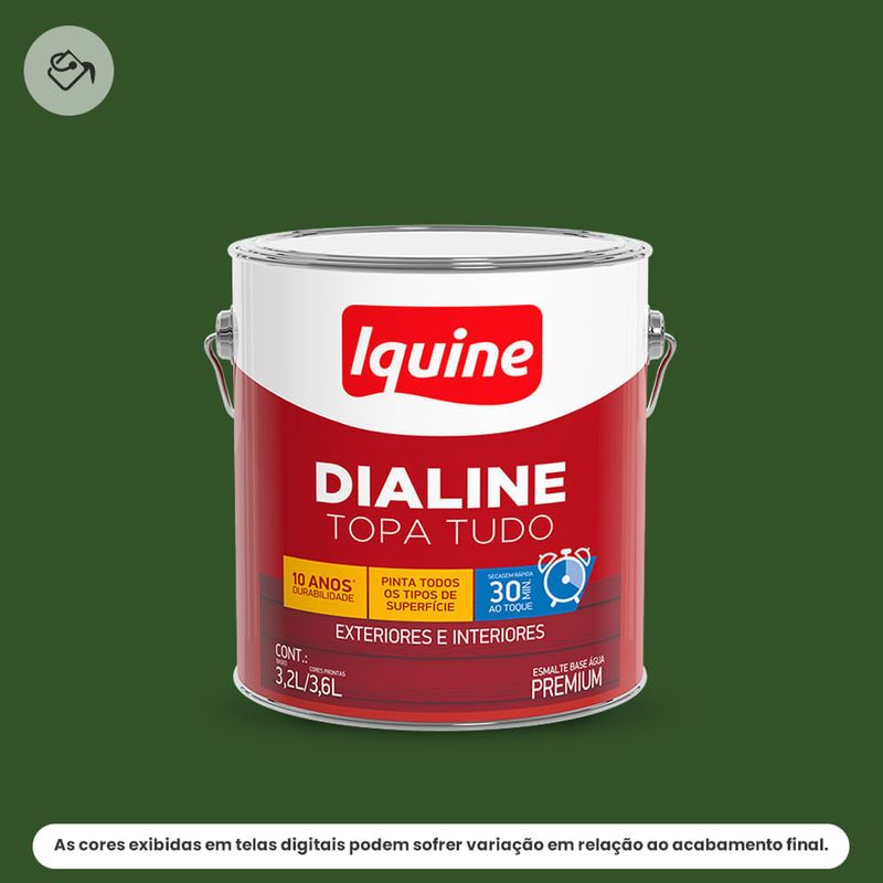 tinta esmalte iquine a base dagua premium alto brilho 3,2l dialine topa tudo 034 verde folha (mp)