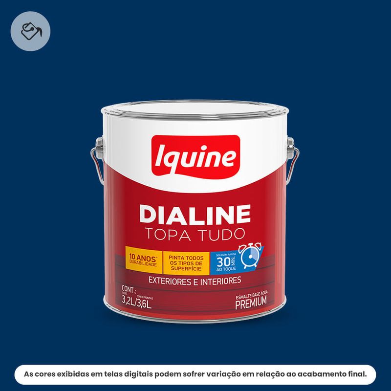 tinta esmalte iquine a base dagua premium alto brilho 3,2l dialine topa tudo 048 azul del rei (mp)