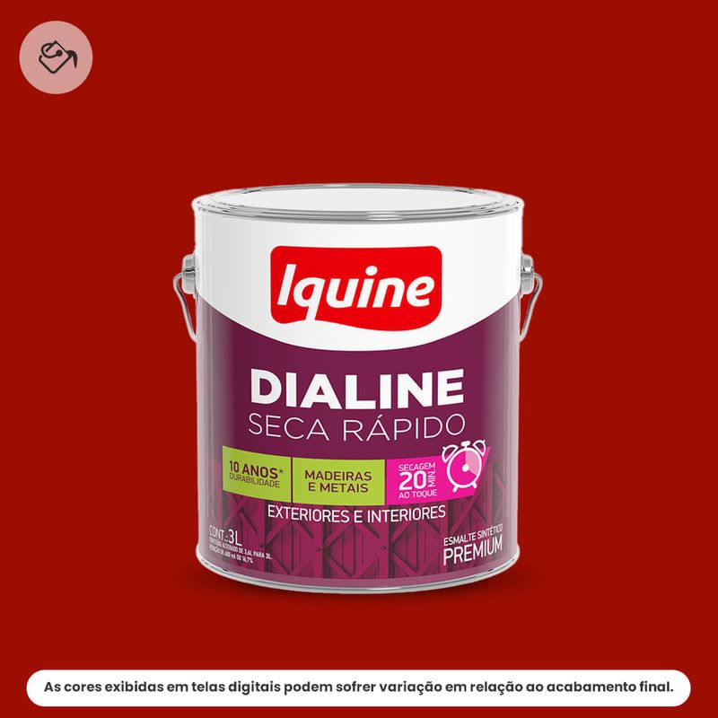 tinta esmalte iquine sintético premium alto brilho 3l dialine seca rápido vermelho (mp