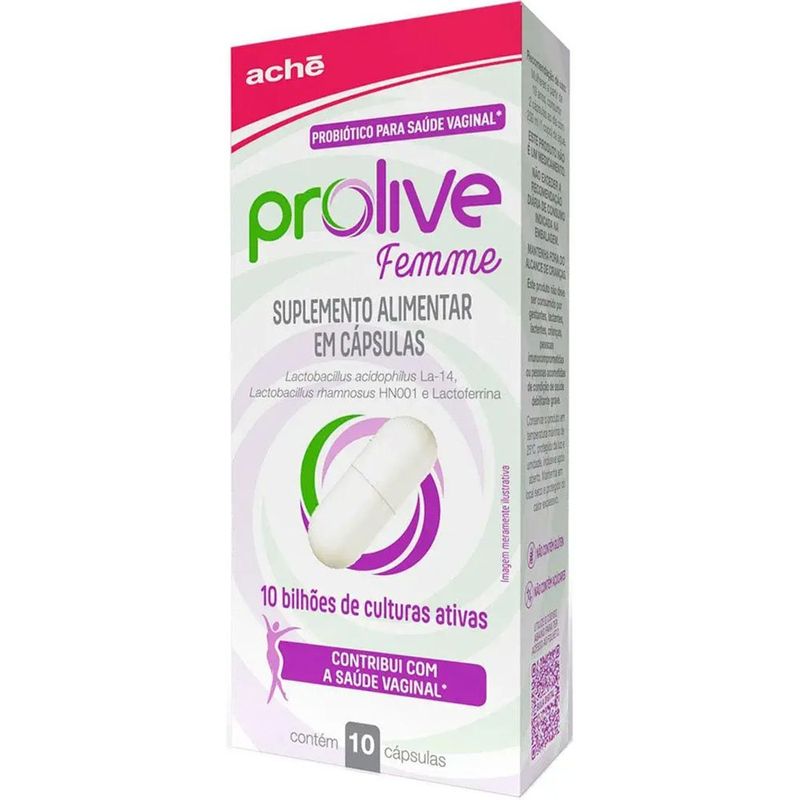 probiótico prolive femme 10 cápsulas aché