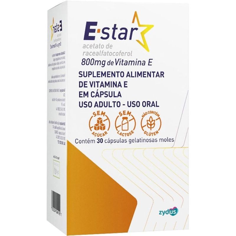 suplemento alimentar e-star 800mg 30 cápsulas zydus
