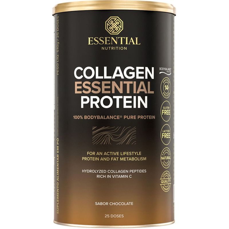 collagen essential protein essential nutrition sabor chocolate 510g