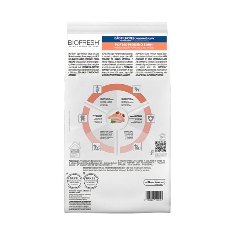 ração biofresh cães filhotes raças pequenas e mini mix de carnes 1kg (mp)