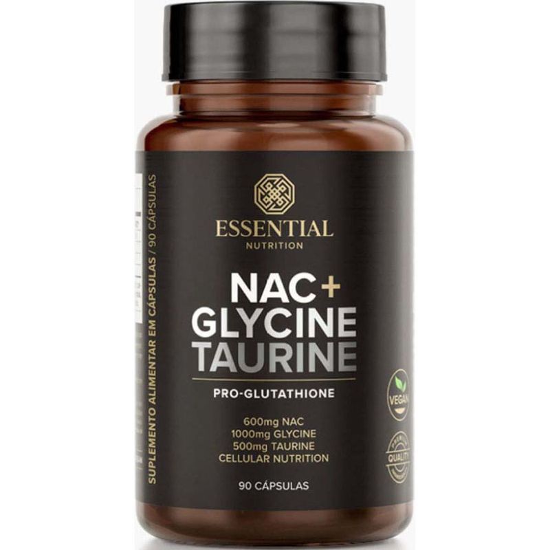 nac + glycine taurine essential nutrition 90 cápsulas