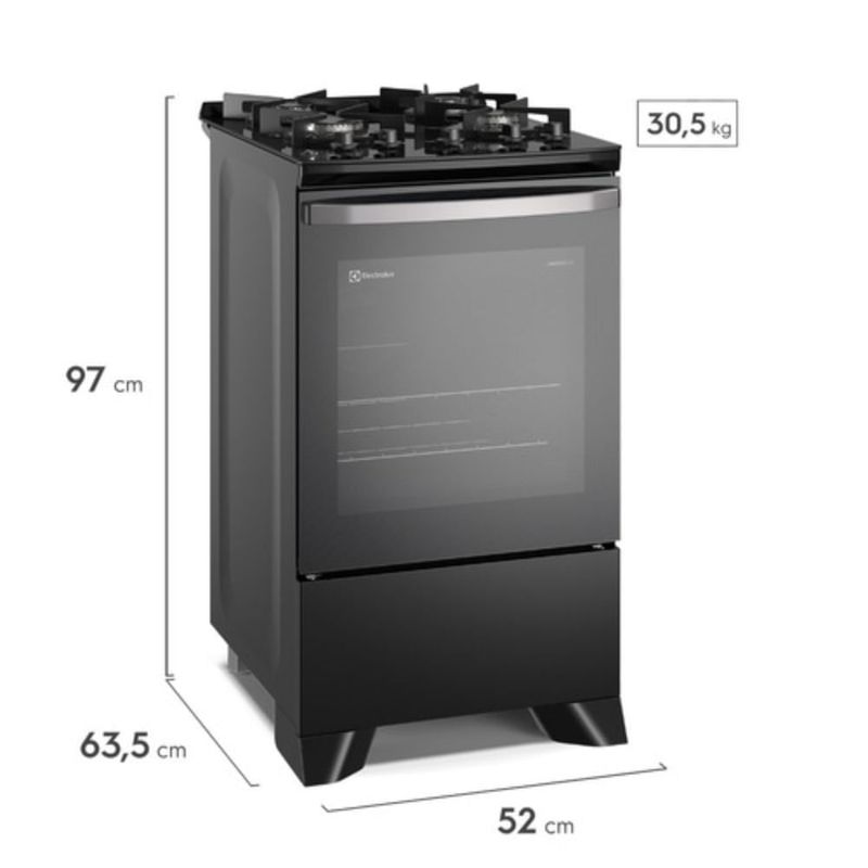 fogão 4 bocas electrolux automático effic preto fe4gp
