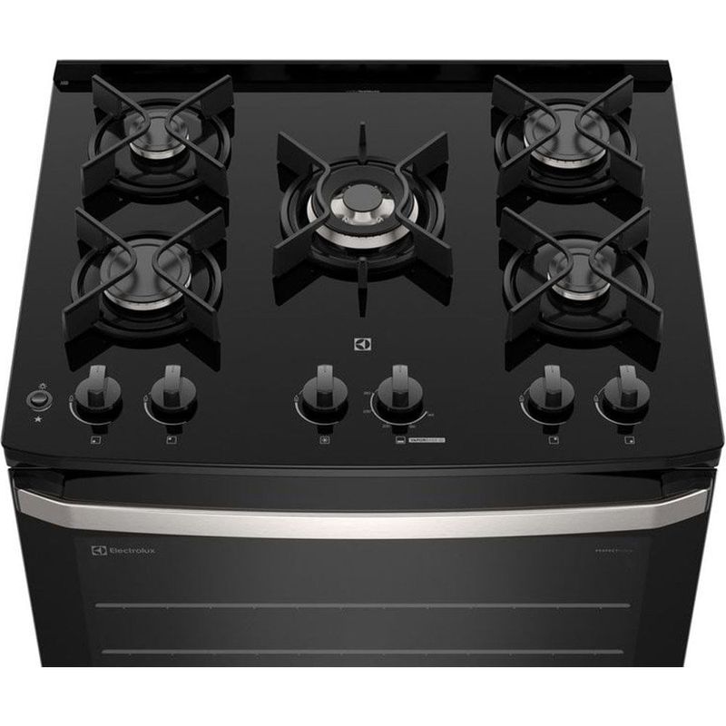 fogão 5 bocas electrolux efficient com mesa de vidro preto fe5gb