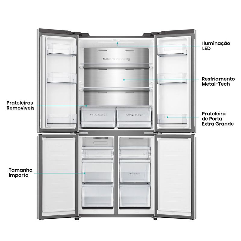 geladeira hisense inverter frost free 456 litros 127v inox rq5p470sei31