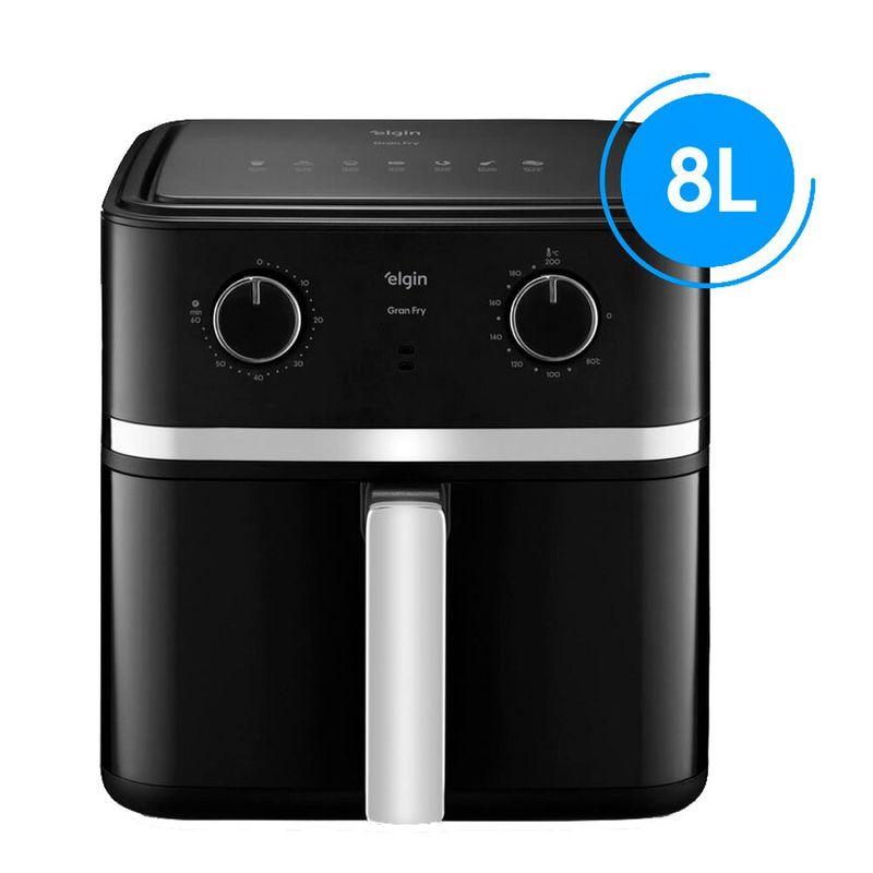 fritadeira elétrica air fryer elgin 8l gran fry 127v 1750w grelha removível (mp)