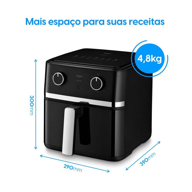 fritadeira elétrica air fryer elgin 8l gran fry 127v 1750w grelha removível (mp)