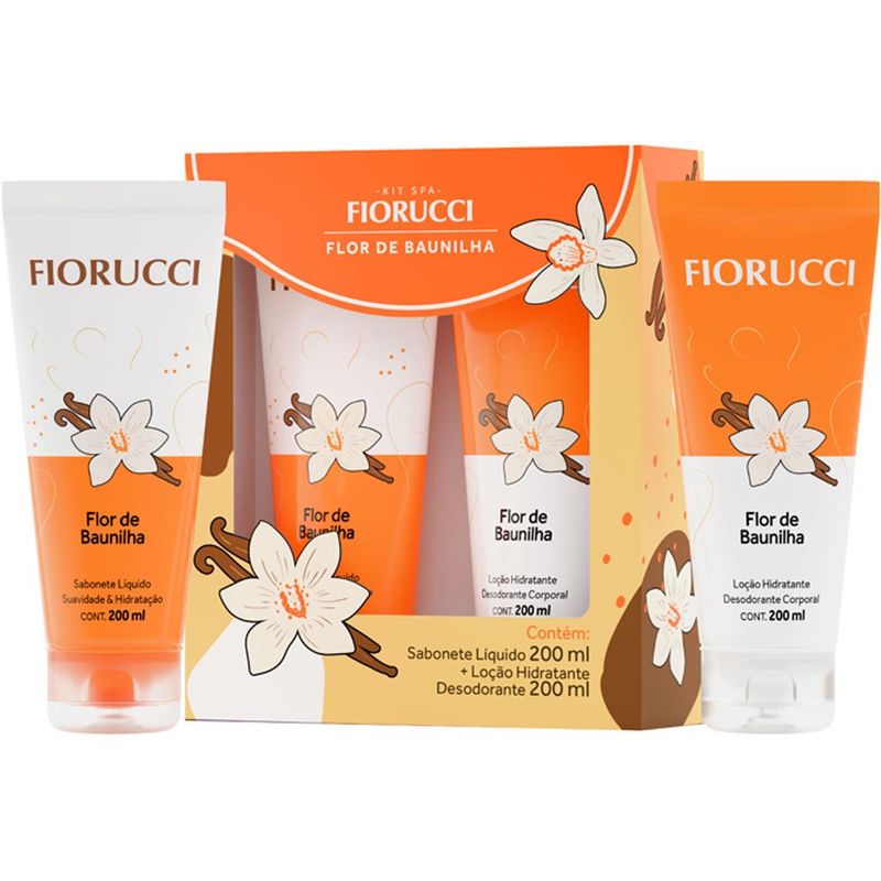 kit fiorucci flor de baunilha sabonete líquido 200ml e loção hidratante 200ml