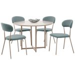 sala de jantar 5 peças aço nobre rubia champagne com off white e verde 5cj4064dc3-bm/1
