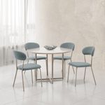 sala de jantar 5 peças aço nobre rubia champagne com off white e verde 5cj4064dc3-bm/1