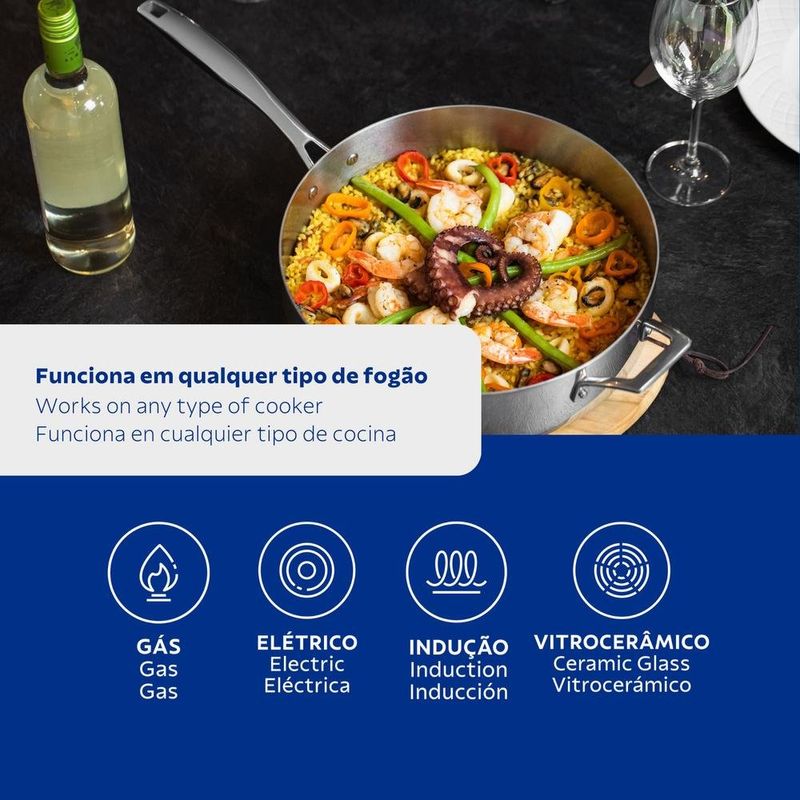 frigideira tramontina grano aço inox 30cm 5,6l (mp)