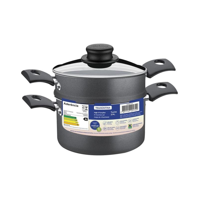 cuscuzeira tramontina turim alumínio 16cm chumbo (mp)