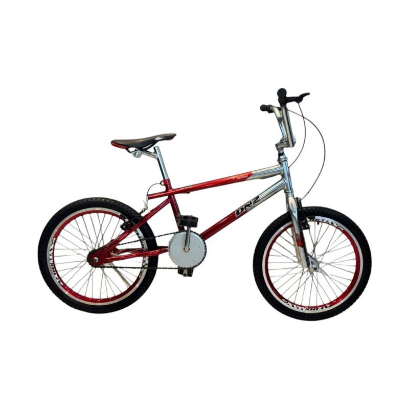 bicicleta dnz aro 20 cross freestyle vermelha e cromado (mp)