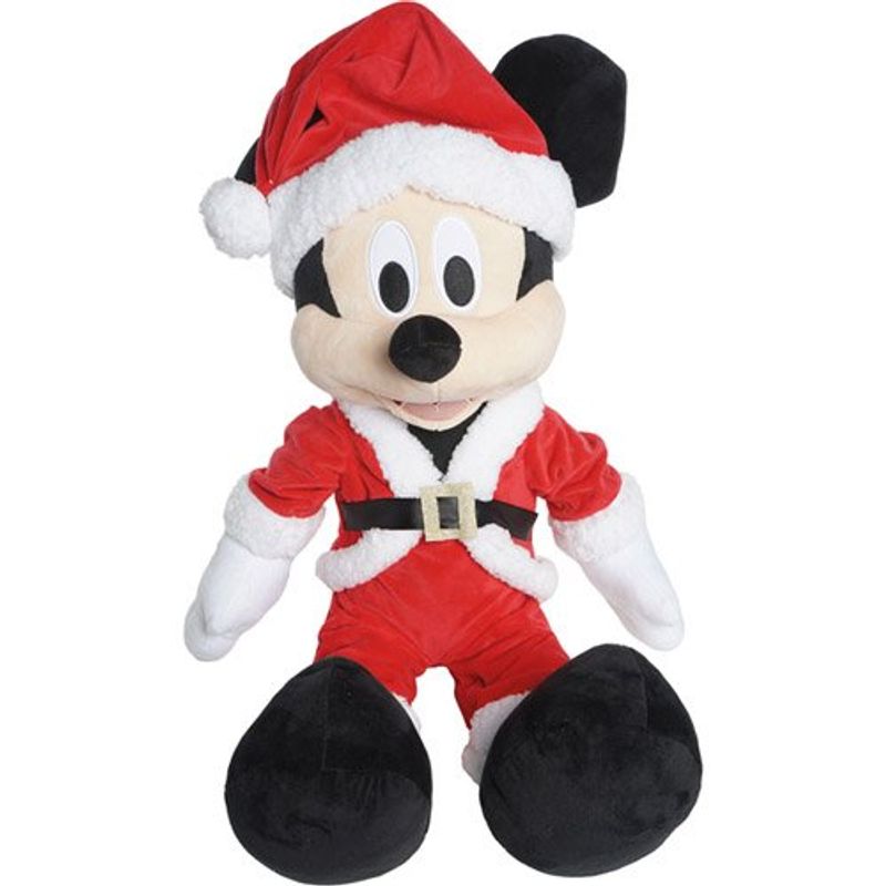 boneco mickey roupa noel pelúcia cromus 60cm vermelho e branco 1091778
