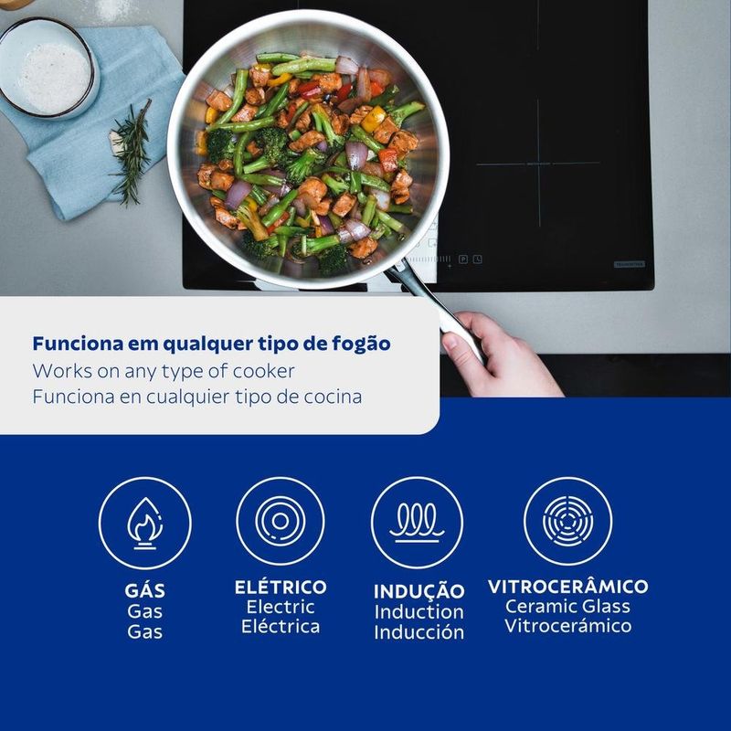 panela wok de aço inox tramontina grano com cabo (mp)