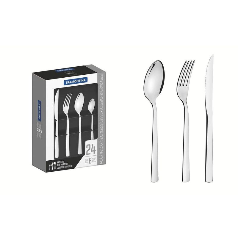 faqueiro de aço inox tramontina oslo 24 peças (mp)