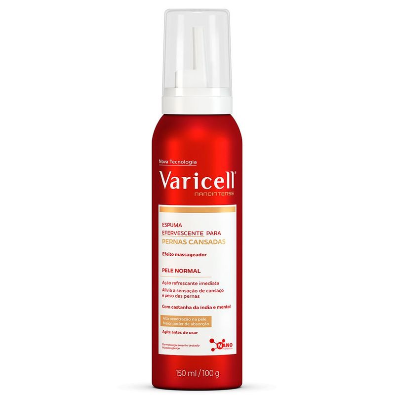 espuma efervescente para pernas cansadas varicell nanointense 150ml
