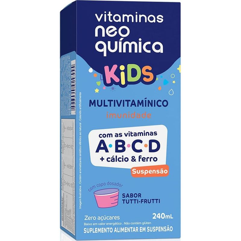 multivitamínico kids líquido 240ml suspensão sabor tutti-frutti neo química