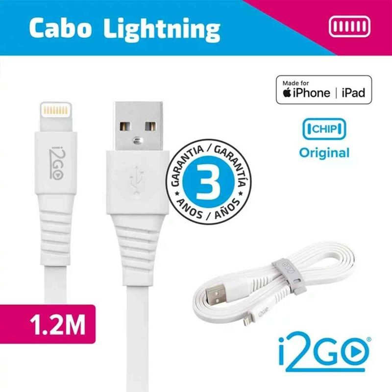 cabo lightning iphone i2go 1,2 metros branco 449