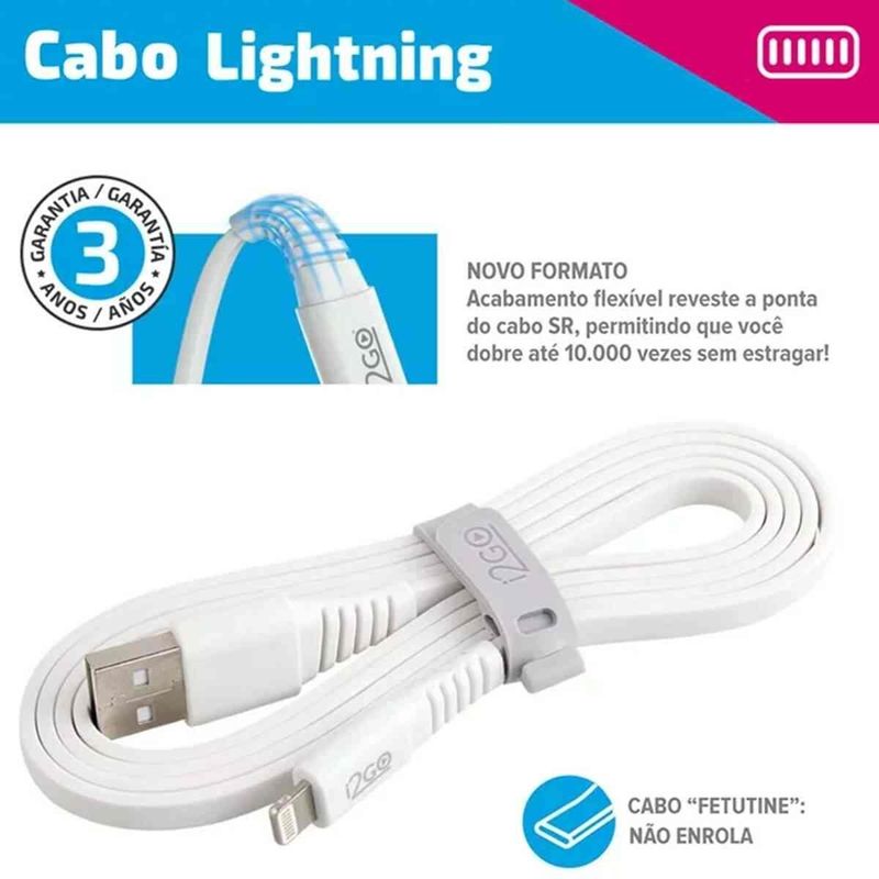 cabo lightning iphone i2go 1,2 metros branco 449