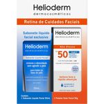 kit helioderm sabonete líquido facial 50ml + protetor solar facial fps50 50g